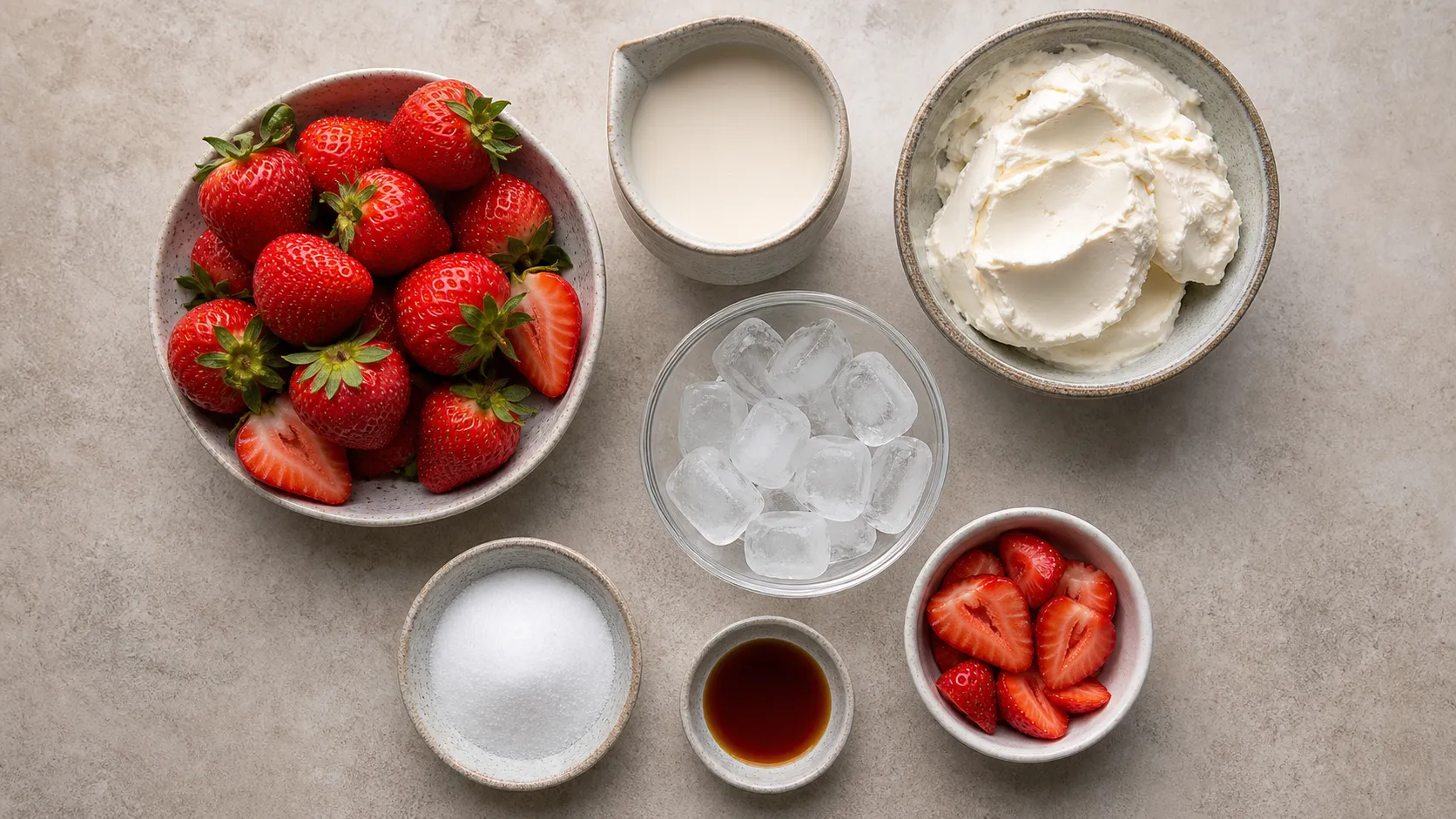 Zutaten für Keto-Schoko-Erdnussbutter-Shake: Mandeldrink, Sahne, Erdnussbutter, Backkakao und Erythrit