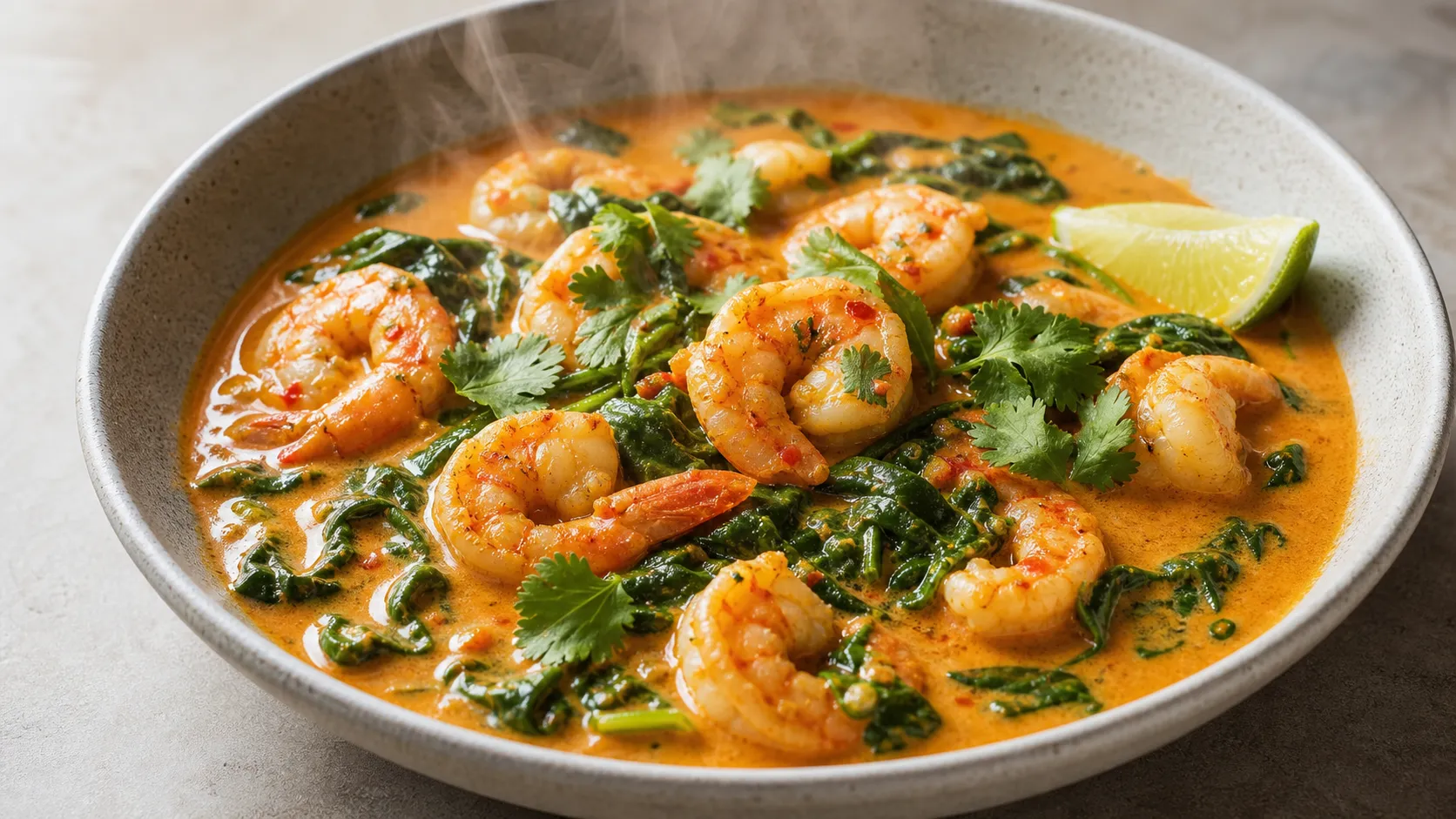 Mediterrane Keto-Fischsuppe mit Garnelen, weißem Fisch, Fenchel und Tomaten in einem tiefen Teller mit Petersilie