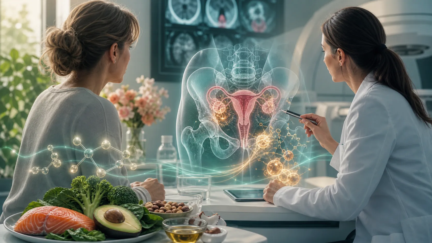 Onkologische Illustration zu Keto-Ernährung bei gynäkologischem Krebs und Strahlentherapie