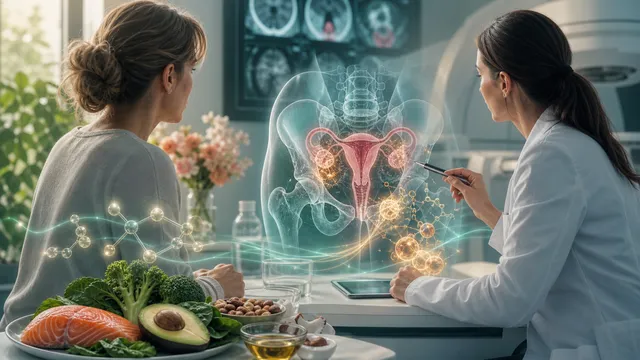 Onkologische Illustration zu Keto-Ernährung bei gynäkologischem Krebs und Strahlentherapie