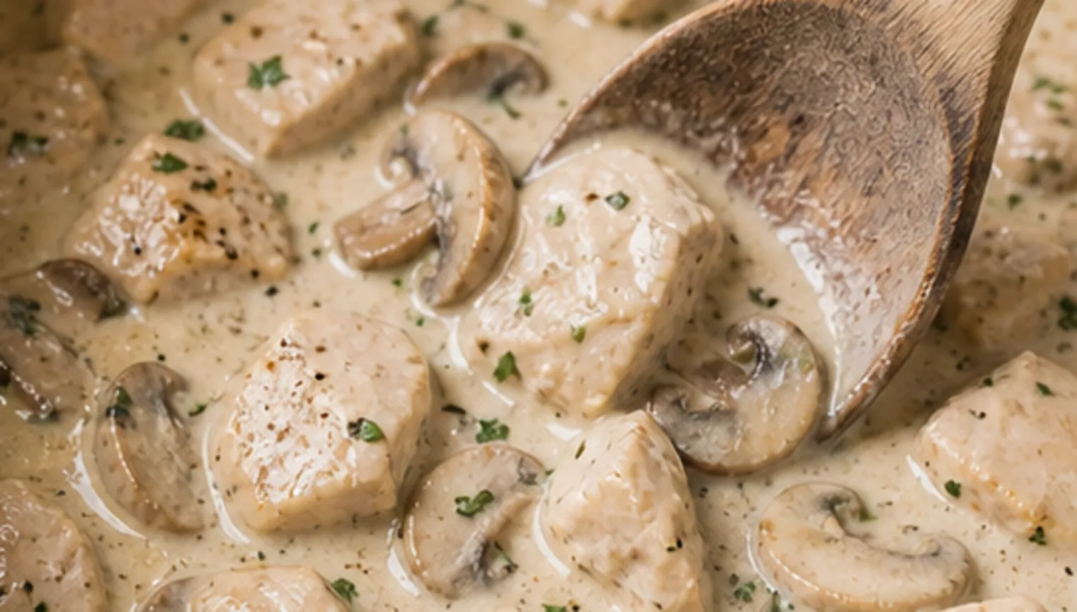 Zubereitungsschritt für Keto-Hühnerfrikassee mit Blumenkohlreis während der Keto-Rezeptzubereitung