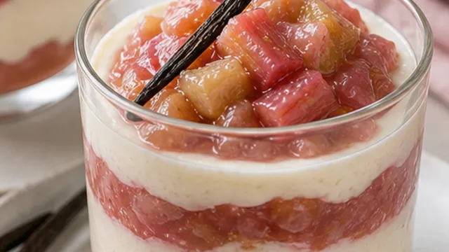 Keto Rhabarber-Vanille-Creme – frühlingsleichter Low-Carb-Genuss fertig angerichtet als ketogenes Rezept