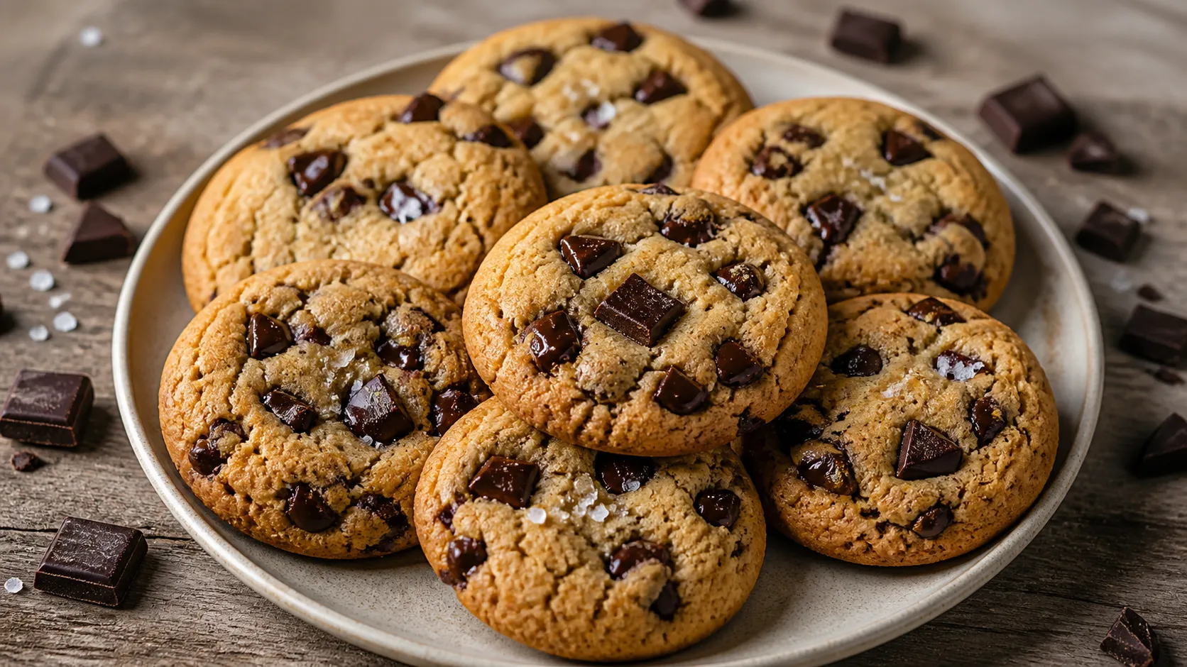 Keto Schoko-Chip-Cookies aus Mandelmehl mit dunklen Schokoladenstücken