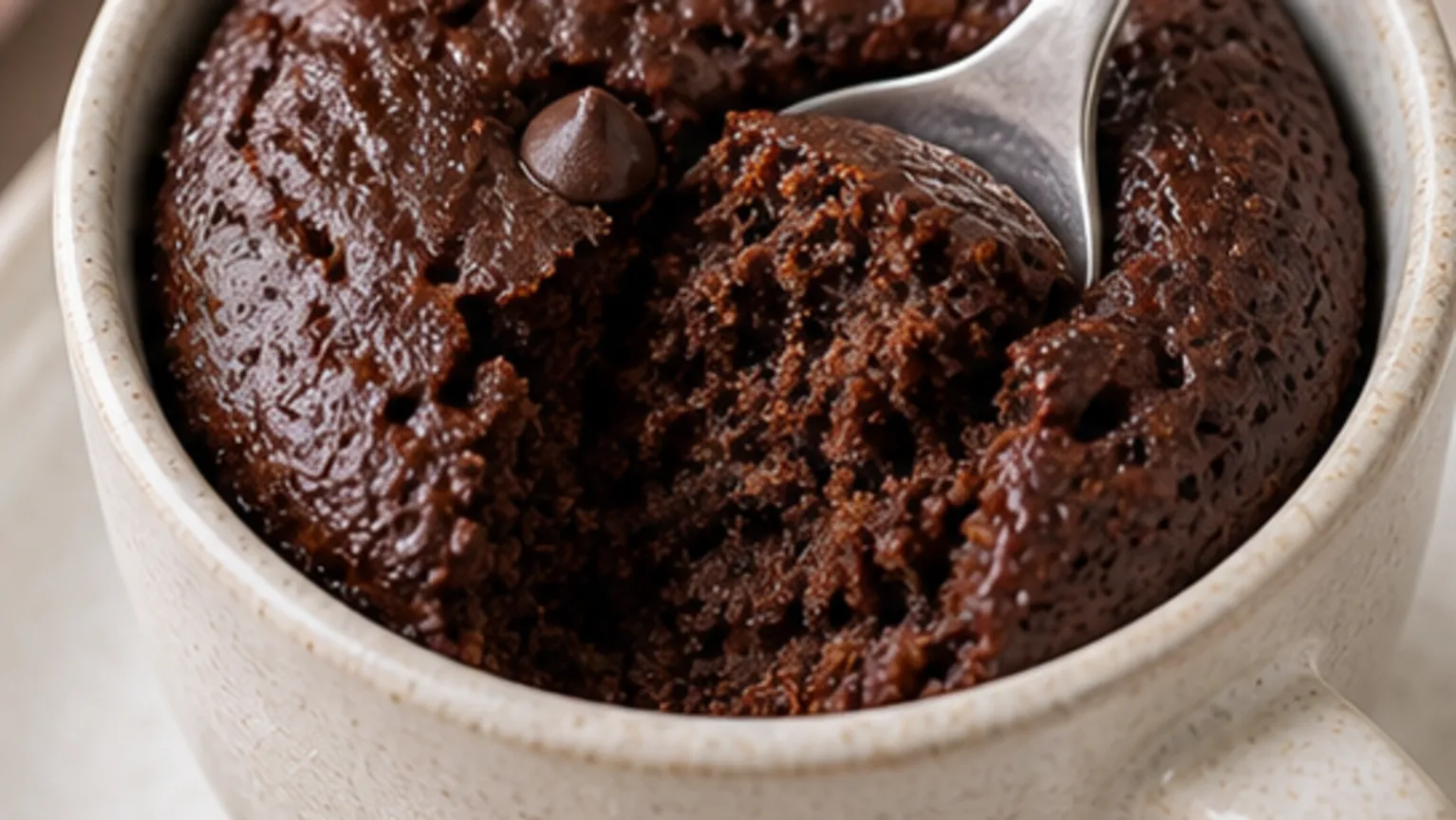 Keto-Schoko-Tassenkuchen (Mug Cake) aus der Mikrowelle fertig angerichtet als ketogenes Rezept