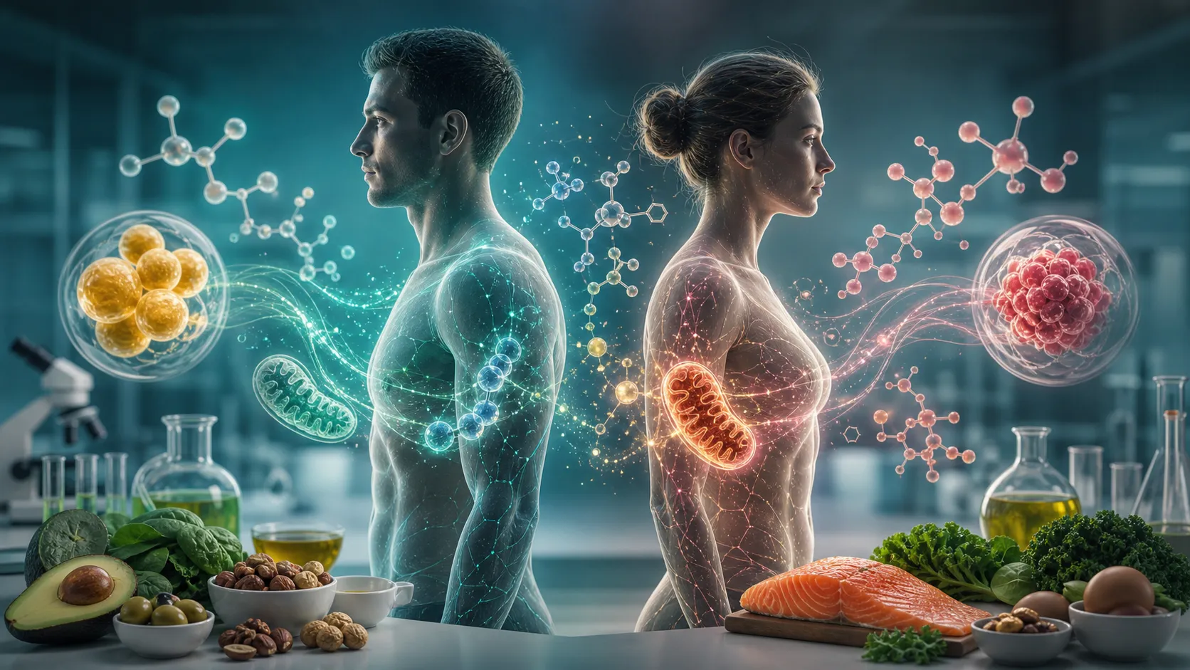 Stoffwechsel-Illustration zu geschlechtsspezifischen Unterschieden bei ketogener Ernährung