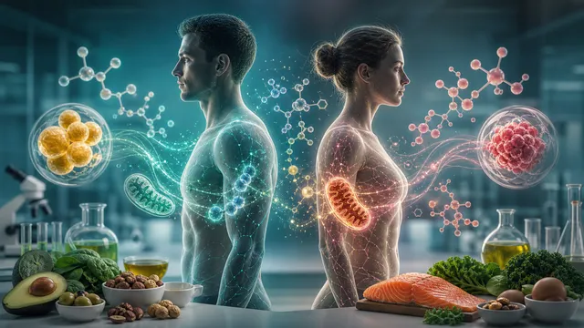 Stoffwechsel-Illustration zu geschlechtsspezifischen Unterschieden bei ketogener Ernährung